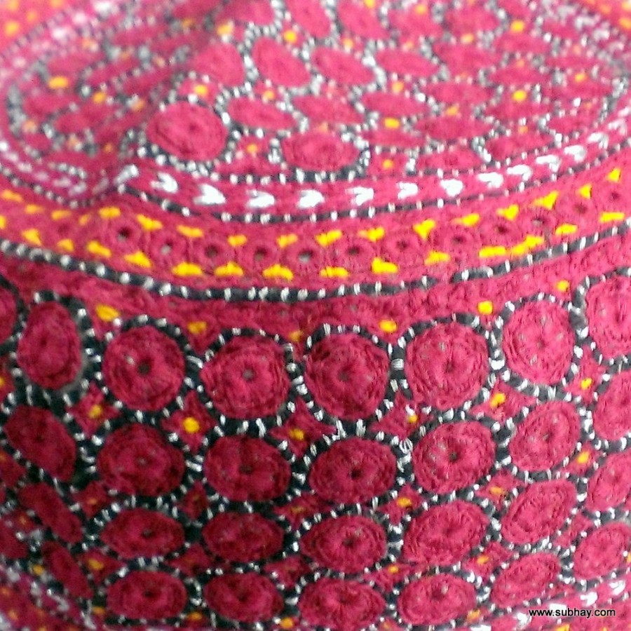 Red Color Soomro Sindhi Cap Full Skull MK-89